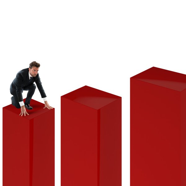 business man begins his climb of statistic
