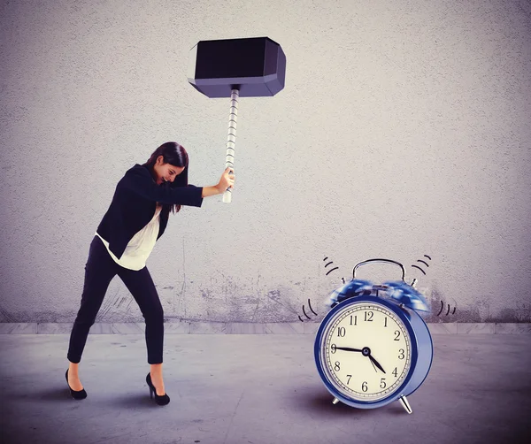 Woman breaks an alarm — Stock Photo, Image