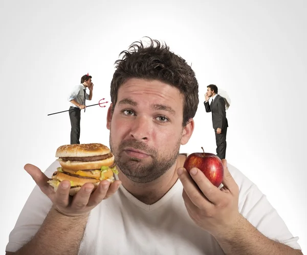 Homem gordo na dieta — Fotografia de Stock