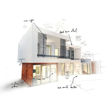 Project of a modern house clipart