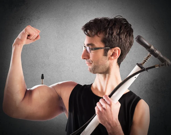 Man inflating  his muscle — Stock Photo, Image