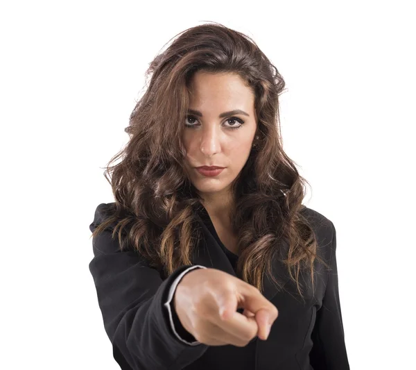 Businesswoman pointing her finger — Stock Photo, Image