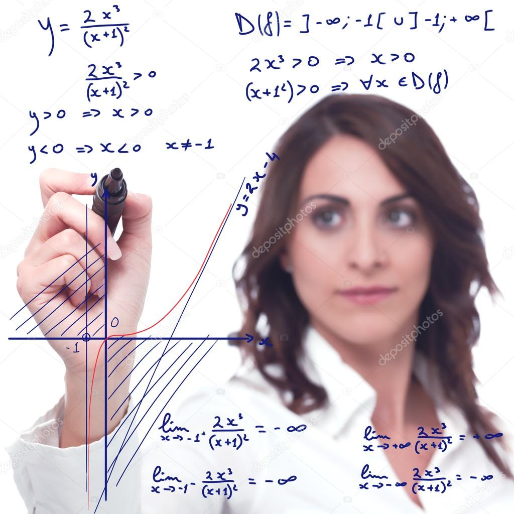 woman solve a complicated mathematical function