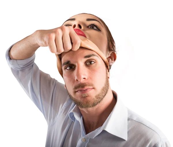 Hombre con rostro de mujer — Foto de Stock