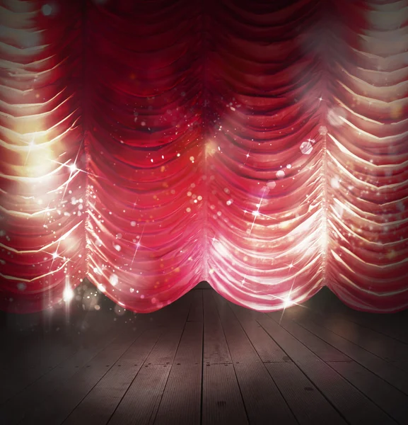 Red curtains in theater — Stock Photo, Image