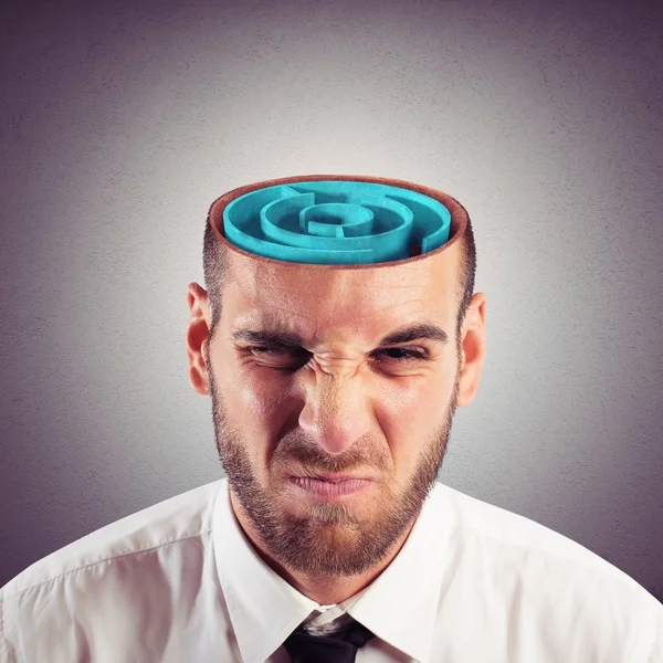 Businessman with the brain as a labyrinth — Stock Photo, Image