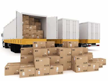 packed boxes on truck clipart