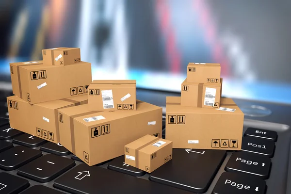 Cajas pequeñas en un teclado de ordenador — Foto de Stock