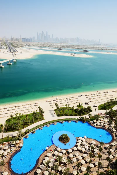 Prohlédni na umělých ostrov palm jumeirah, Dubaj, Spojené arabské emiráty — Stock fotografie