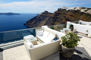 Deniz Manzaralı Teras, Santorini Island, Yunanistan