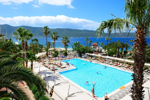 Bodrum Turquía Mayo Los Turistas Que Disfrutan Sus Vacaciones Hotel — Foto de Stock