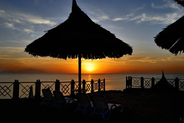 Playa Hotel Lujo Durante Amanecer Sharm Sheikh Egipto — Foto de Stock