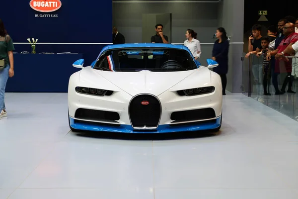 Dubai Uae November Bugatti Chiron Sportscar Dubai Motor Show 2019 Стокова Картинка