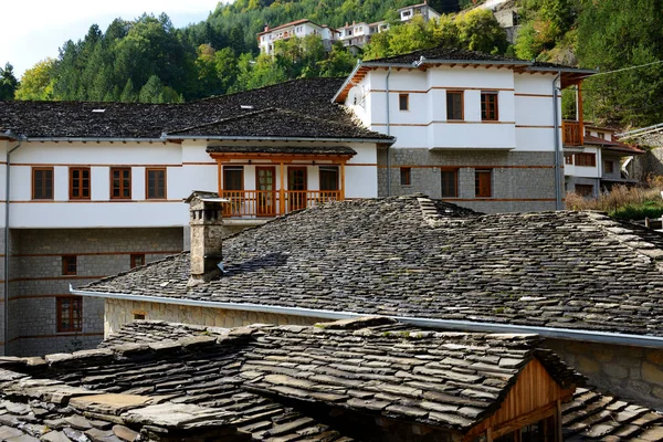 Будинки Metsovo Грецькі Села Греція Ліцензійні Стокові Зображення