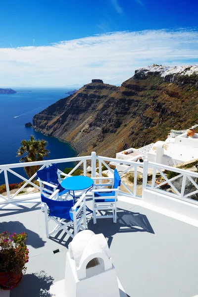 Terrace at luxury hotel, Santorini Island, Greece — стокове фото