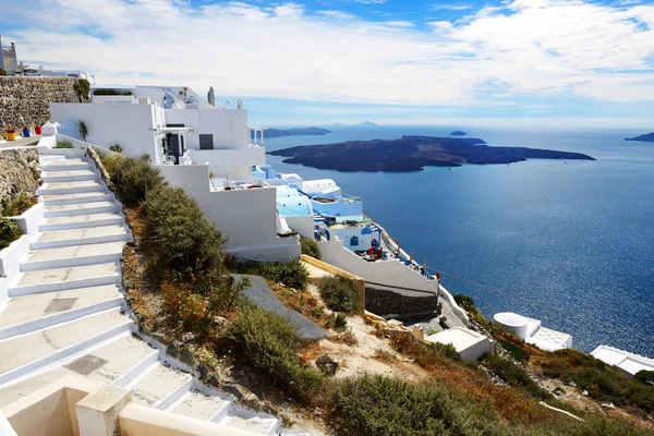 Terrace at luxury hotel, Santorini Island, Greece — стокове фото