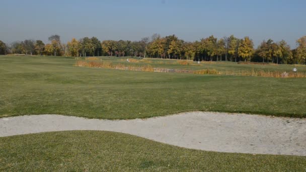 Novi Petrivtsi, Ukraina - 14 października: pole golfowe w Mezhigirya na 14 października 2014 w Novi Petrivtsi, Ukraina. Jest to dawna rezydencja byłego prezydenta Janukowycza, teraz otwarte dla publiczności — Wideo stockowe