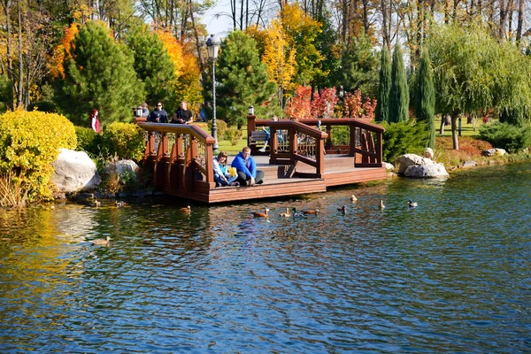 NOVI PETRIVTSI, UKRAINE - OCTOBER 14: The people visiting Mezhig — Stock Photo, Image