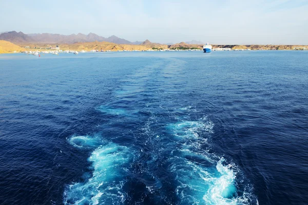 The view on Sharm el Sheikh harbor from yacht, Egypt — Stock Photo, Image