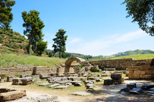 Vstup ve starověkém stadionu v Olympii, peloponnes, Řecko — Stock fotografie