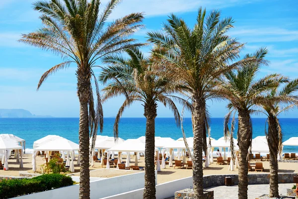 Visa på en strand på luxury villa, Kreta, Grekland — Stockfoto