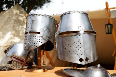 The Medival Knights helmets in Mdina, Malta clipart
