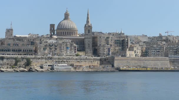 Het uitzicht op Valletta, Sliema, Malta — Stockvideo