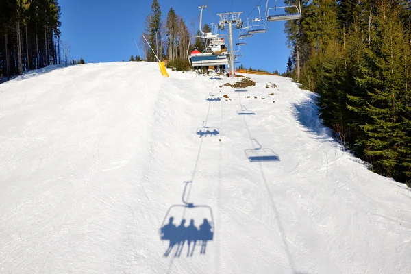 The slope of Bukovel ski resort and shadow, Ukraine — Stock Photo, Image