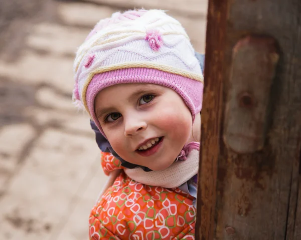 Happy child in warm clothes . — Stock Photo, Image