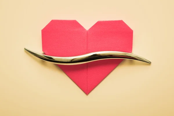 Red paper Valentines Day heart . — Stock Photo, Image