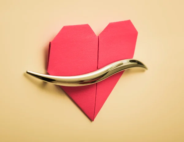 Red paper Valentines Day heart . — Stock Photo, Image