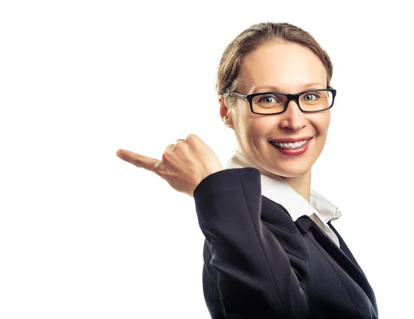 Beautiful smiling girl wearing braces. — Stock Photo, Image