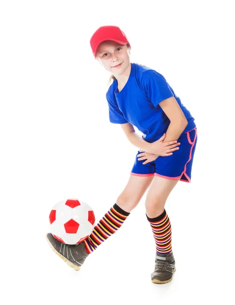 Vacker tjej med en boll. — Stockfoto