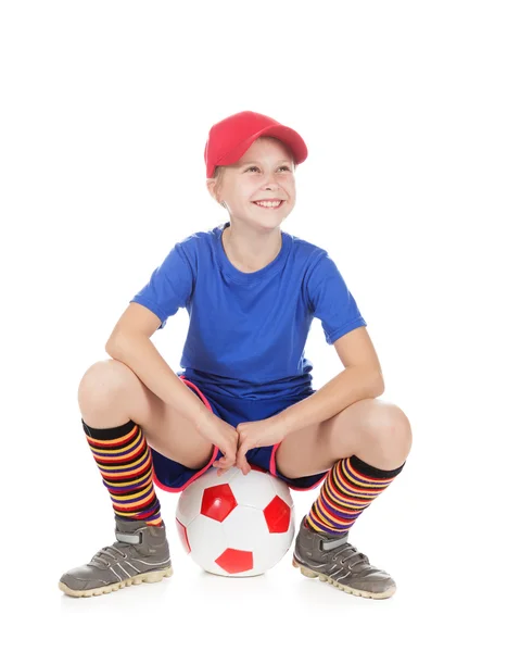 Vacker tjej med en boll. — Stockfoto