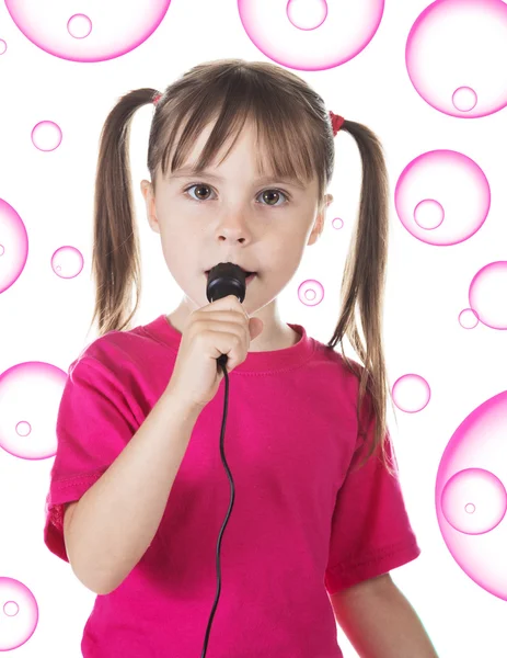 Little girl sings. — Stock Photo, Image