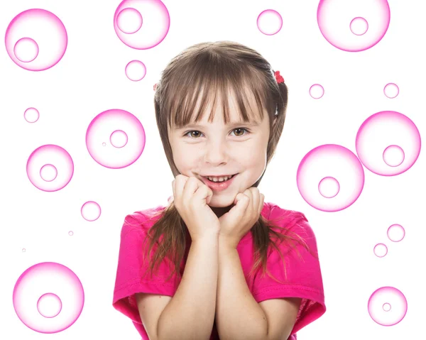 Happy little girl with pigtails. — Stock Photo, Image