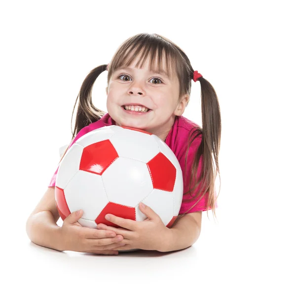 Kleine Fußballspielerin. — Stockfoto