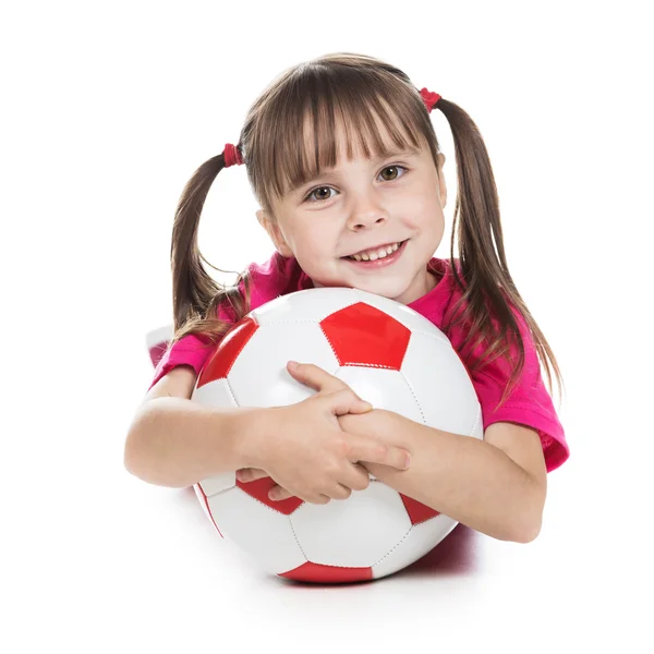 Malá dívka fotbalista. — Stock fotografie
