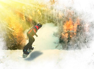 aşırı hile yaparak snowboarder portresi.