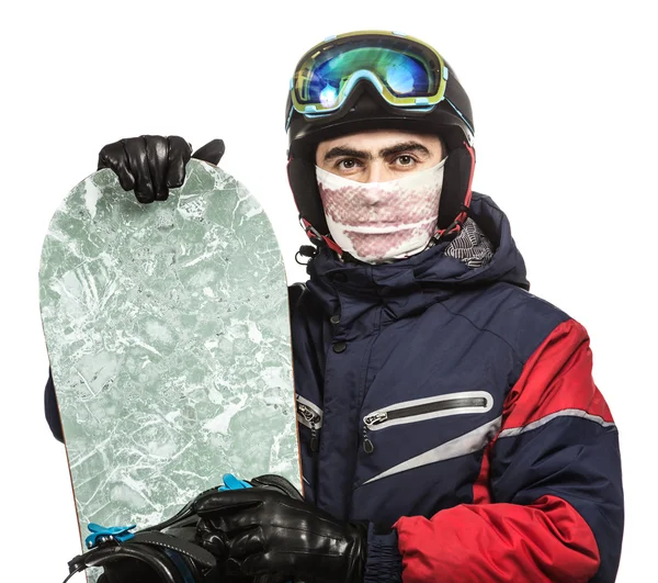 Snowboarder maschile con la tavola . — Foto Stock