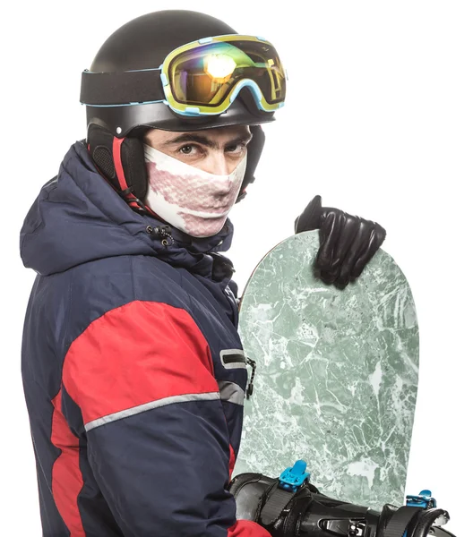 Чоловічий сноубордист з дошкою . — стокове фото