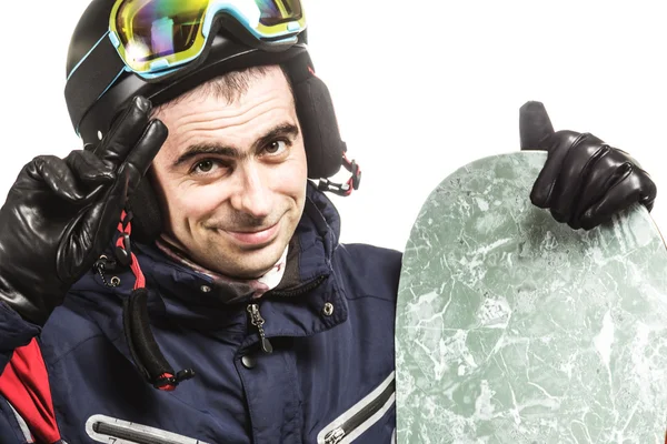 Manliga snowboardåkare med styrelsen. — Stockfoto