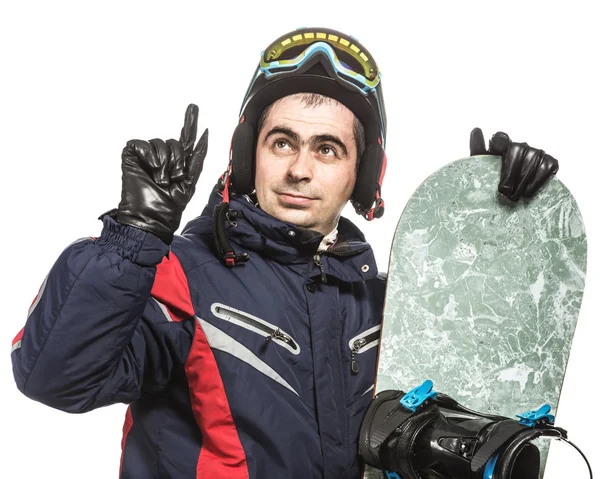 Чоловічий сноубордист з дошкою . — стокове фото