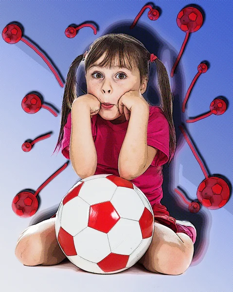 Weinig meisje voetballer — Stockfoto