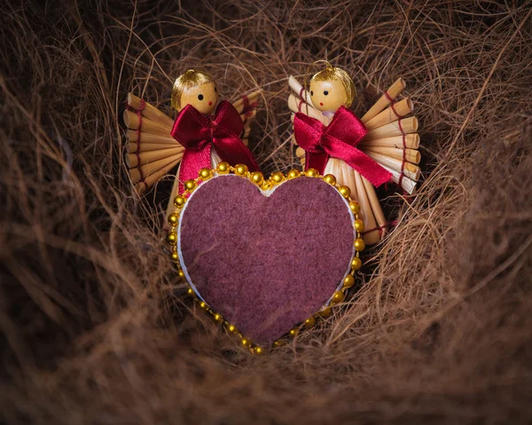 Cartão de dia de Valentim com uma palha . — Fotografia de Stock