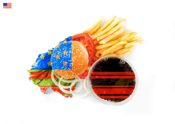 Cucina nazionale americana sotto i colori della bandiera . — Foto Stock