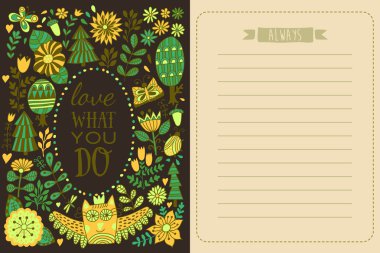 Tarihi tebrik kartı kaydedin. Orman Tema.