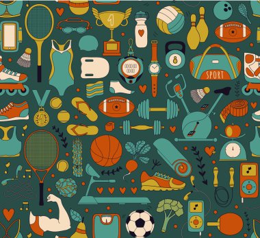 Doodle spor öğeleri. Vektör çizim