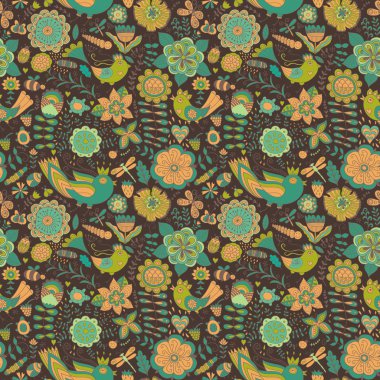 çiçekler ve kelebekler ile sorunsuz doku.