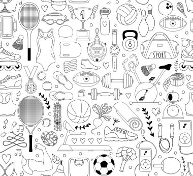 Doodle spor öğeleri. Vektör çizim